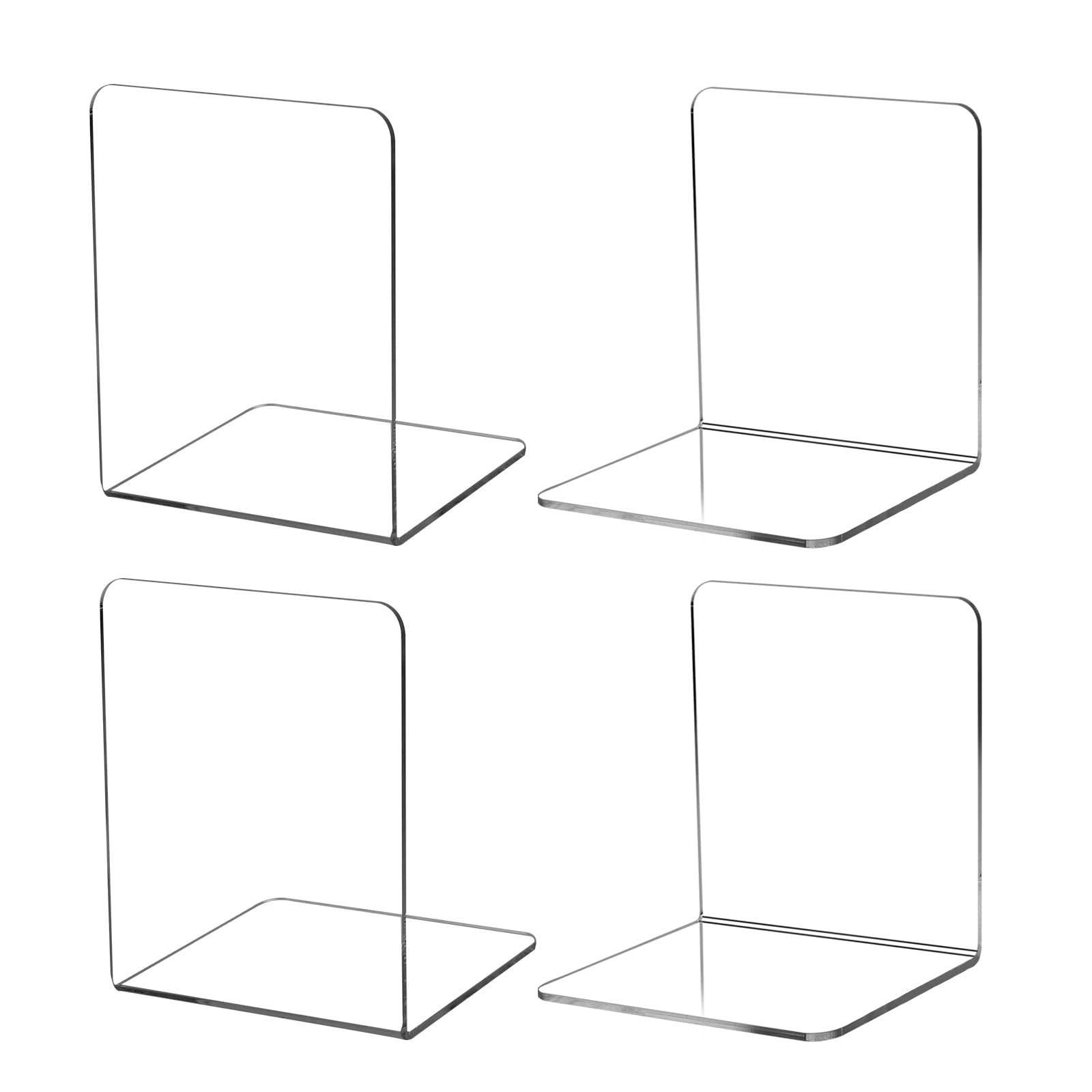 Otauoaea 4 Piezas Juego de Sujetalibros, Sujeta Libros Acrilico Transparente Adecuado para la Escuela, el hogar, la Oficina, la Biblioteca, el Dormitorio y la organización del Escritorio