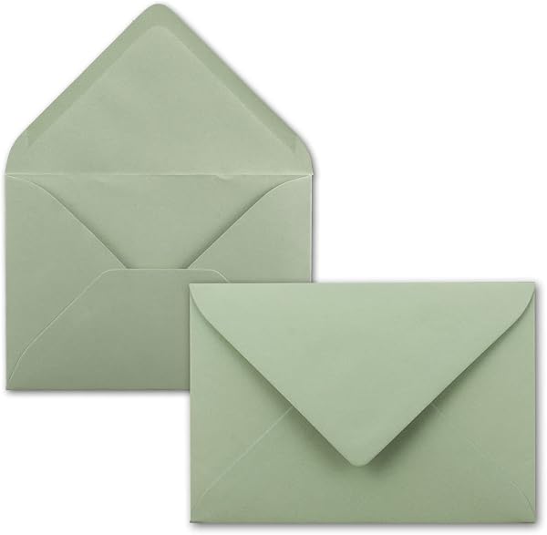 50 Brief-Umschläge - Eukalyptus-Grün - DIN C6-114 x 162 mm - Kuverts mit Nassklebung ohne Fenster für Gruß-Karten & Einladungen - FarbenFroh by GUSTAV NEUSER - 1