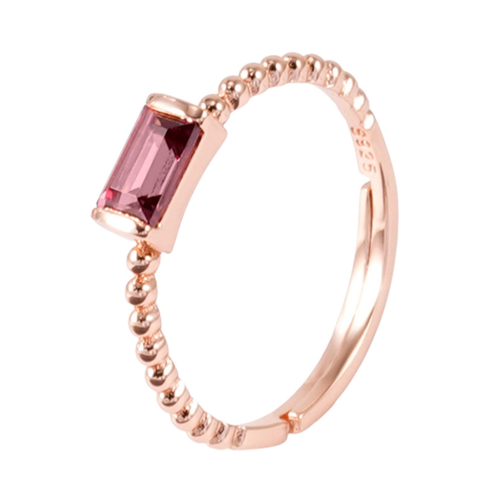S925 Sterling Silber Ring für Frauen Set mit natürlichen Granaten Einfache Öffnung Farbige Edelstein Ribgs für Mama Frau Oma