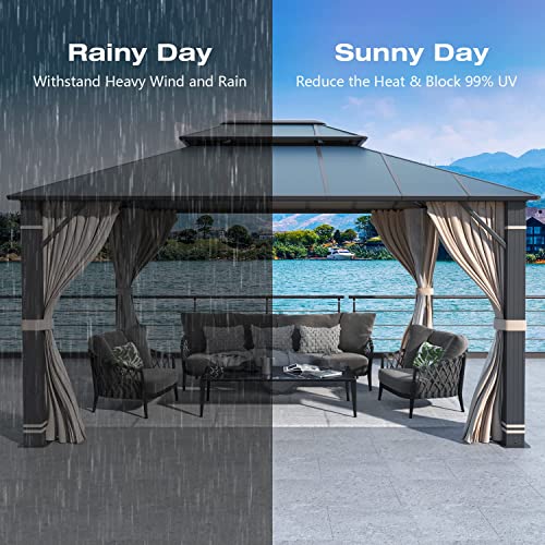 MELLCOM Hardtop Aluminum Gazebo with Double Roof #TOP28