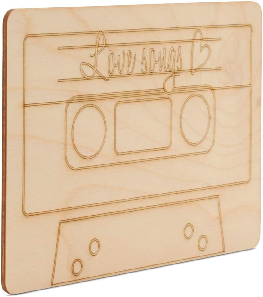 Valentine's Cassette Wood Cutouts 20-inch, 1/8 inch Thick, Pack of 1 Valentine Crafts for Gifts & Décor, by Woodpeckers