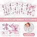 Whaline 12 Sheets Trendy Pink Bow Wall Stickers Light Pink Bow Knot Wall Decals Watercolor Room Mural Stickers for Valentine's Day Girls Party Home Bedroom Nursery, 7.9 x 11.8 Inch