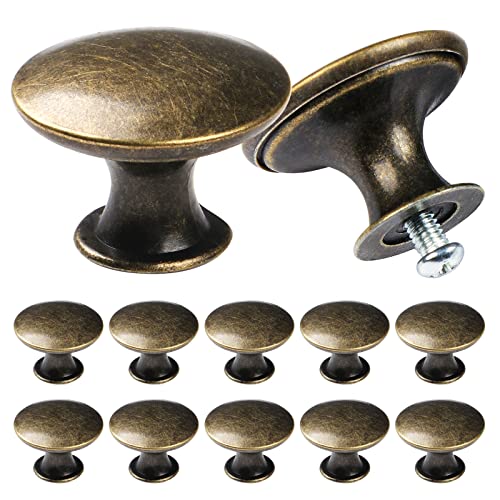 TsunNee Lot de 12 boutons d'armoire vintage chic - Poignées de placard de cuisine de style antique - Rond - 30 mm - Bronze