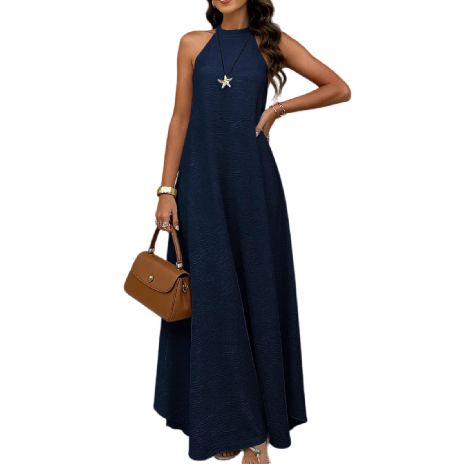 Vestido Largo Largo de Verano, sin Mangas y sin Mangas de Estilo vacacional para Mujeres