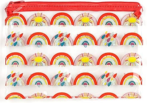 Puckator Somewhere Rainbow Design Clear Pencil Case, Height 14cm Width 20.5cm, Multicolor