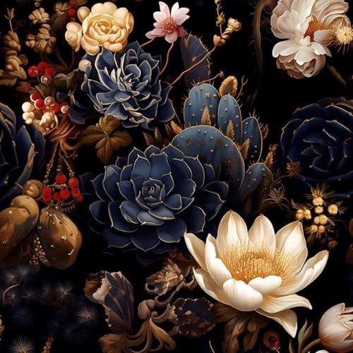 Image of VKR 3D Floral Wallpaper, Self Adhesive Decorative Peel and Stick Wall Covering Sticker for Bedroom, Living Room and Office (45 x 300 cm, Brown Flower) Pack of 1