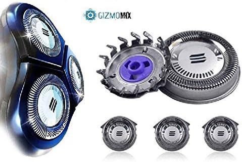 gizmomix HQ8 (3pcs) Dual Blades System Shaving Heads Replacement for Philips Shaver HQ8 Series HQ7380 HQ7180 PT860 PT730 etc Razor Blades Cutters and Foils