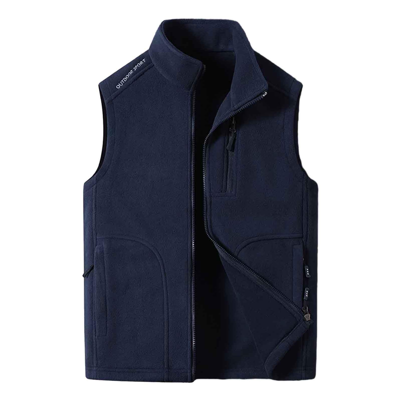 Chalecos de invierno tipo chaleco de forro polar para hombre sin mangas 5