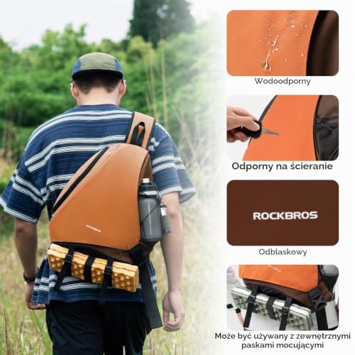 ROCKBROS Plecak Sling Duży, Plecak Sling z Zapięciem Magnetycznym, Torba Krzyżowa z Wieloma Przegrodami na Outdoor, Rower, Podróże, Wędrówki, Mężczyźni i Kobiety