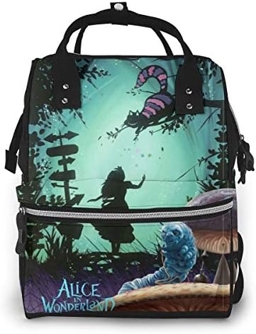 Diaper Bag Backpack - Alice in Wonderland Multifunction Waterproof Travel Backpack Maternity Baby Nappy Changing Bags