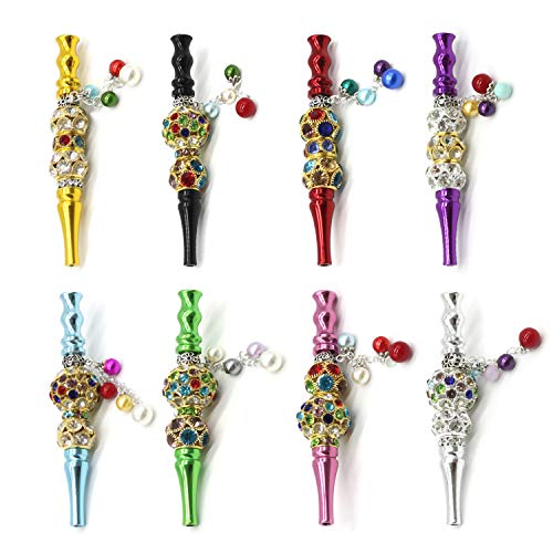 8 pcs Shisha Hookah Mouth Tips Colorful Diamond Hookah Mouthpiece Hose Nozzle Accessories Blunt Luxury Holder Better Than Disposable Plastic Candy Tips