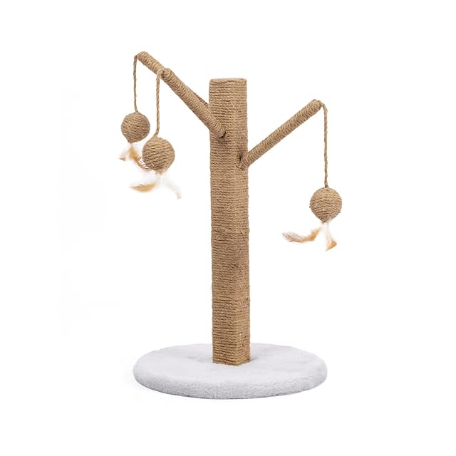 Foto 2 de 7 de PATAM Palo rascador de sisal con Bolas de Juego, Base Estable y fácil Montaje, Altura 56 cm