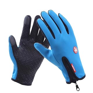 Motorcycle Gloves for Men and Women | Touchscreen Full Finger Riding Gloves | Breathable, Padded, and Protective Motorbike Gloves | Unisex Motorcycle Safety Gear for Winter and Summer (BLUE, L)