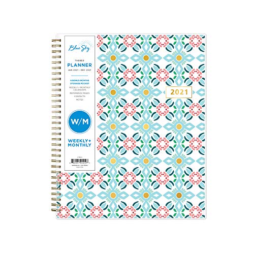 Blue Sky 2021 Weekly & Monthly Planner, Flexible Cover, Twin-Wire Binding, 8.5