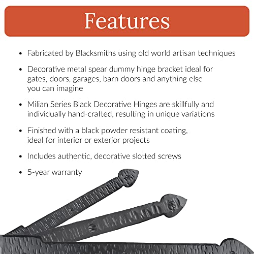4 Pack 12 Inch Faux Door Hinges Black Decorative Strap Hinge Wrought Iron Strap Barn Door Strap Hinges, Farm Gate Hinge, Carriage Door Hardware The Colonial Series By Borderland Rustic Hardware #TOP1