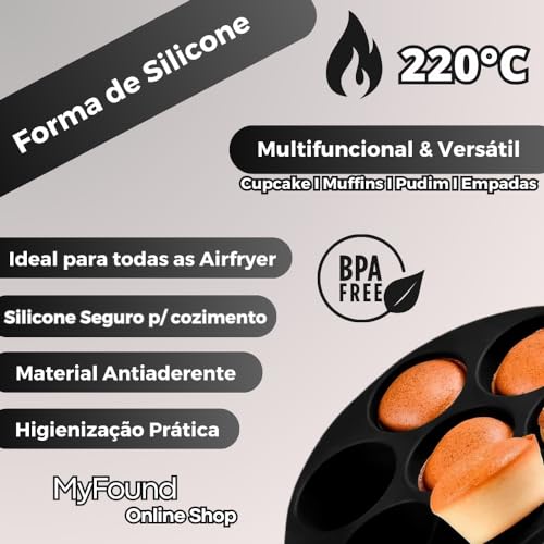 Forma para Cupcake para Airfryer de Silicone Antiaderente Forno Cupcake Pudim Muffin Petit Gateau As