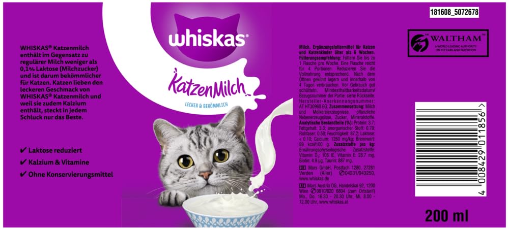 WHISKAS Leche para gatos 2 x 6 x 200 ml