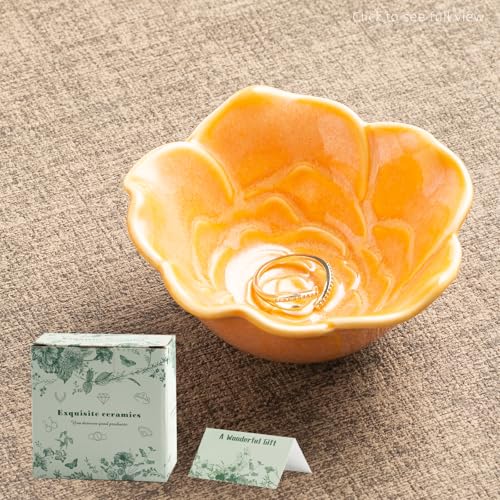 NAIYANJA Small Rose Jewelry Dish, Ring Holder Dish, Ceramic Jewelry Tray