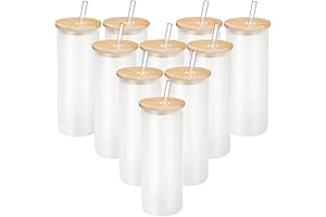 10 Pack of 20oz Frosted Glass Skinny Tumblers for Sublimation