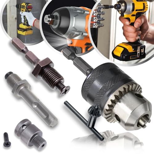 Kit Mandril com Chave 1/2 Pol + 3 Haste Soquete Adaptador Sextavado SDS Plus Chave de Impacto Rosca