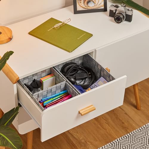 Relaxdays Aufbewahrungskorb 3er Set, Verschiedene Größen, Körbchen geflochten, Badezimmer, Dekokorb, Kunststoff, grau