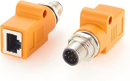 Miniatura 9 de Adaptador de mamparo M12 a RJ45 impermeable M12 D Code 4 Pin hembra a RJ45 Jack ángulo recto negro