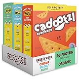 cadootz! Organic Kids Protein Crackers - Variety Pack - 5g Protein Snack, Clean Label, Gluten Free, No Seed Oils, No Artificial Dyes - Healthy School Lunch Snack for Kids - 3 Pack