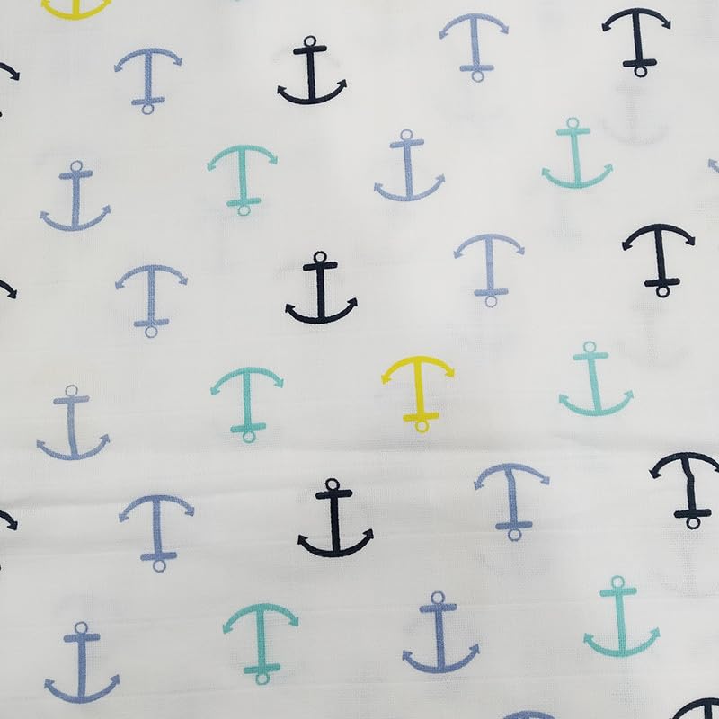 Image of Organic Cotton Muslin Pack of 2 Baby Bath Towel Cotton Cloth Premium Baby Washable, Reusable, Absorbent, Extra Soft 120 X 120 Cm Anchor & Leaf Dot