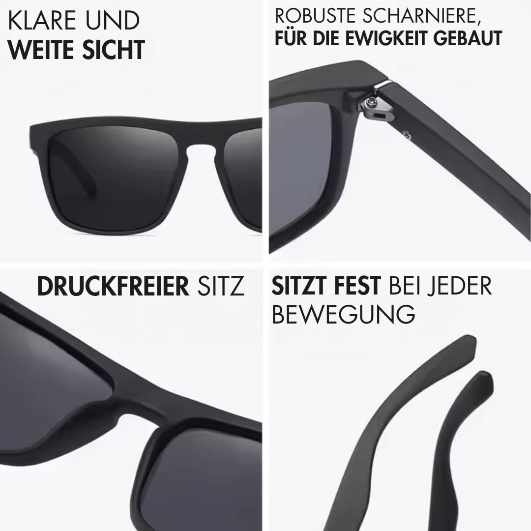 MEIION BITEVIEW | POLARISIERTE PREMIUM-BRILLE FÜR ANGLER Ultraleichte Polarisierte Sonnenbrille Herren & Damen UV400 Schutz, Rechteckiger Rahmen für Sport & Freizeit