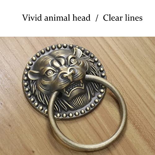 Antique Tiger Head Door Knocker Vintage Thick Copper Door Handle Retro Front Door Courtyard Garden Wall Decoration Accessories (Size: Diameter 20Cm Color: Brass) (Black 20Cm Diame #TOP1