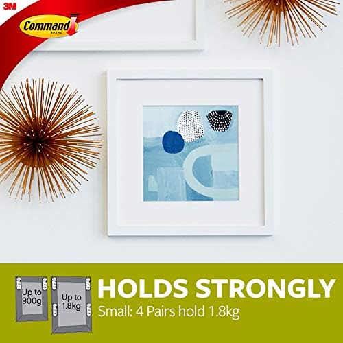 Command 17202 Small Picture Hanging Strips, Set of 4 Adhesive Strips, White - Damage Free Hanging - For Pictures, Frames and Wall Décor - Holds up to 1.8 kg