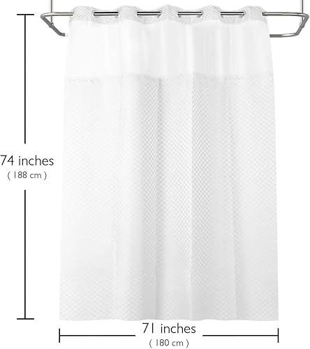 Miniatura 6 de Lagute Cortina de ducha SnapHook con forro a presión y ventana superior transparente, no necesita gancho, grado de hotel, lavable a máquina, 71