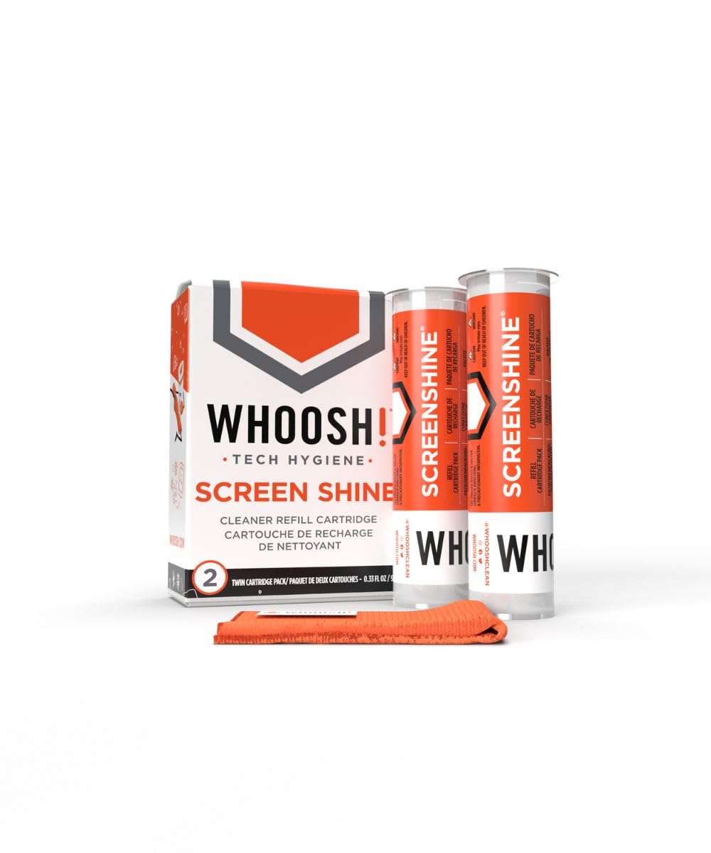 Screen Shine Go - 1 fl oz Refillable Screen Cleaner Kit with Microfiber Cloth for MacBook, Phone, iPad & Eyeglasses - Powerful Streak-Free Cleaning - Pocket-Sized, TSA-Approved for Travel