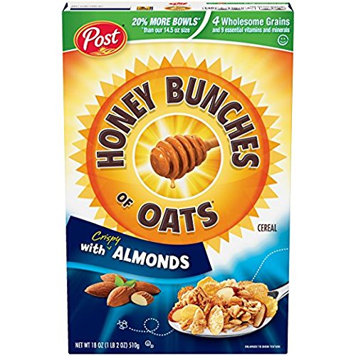 2 pack - Almond Honey Bunches of Oats, Large 18 oz boxes, with Almonds
