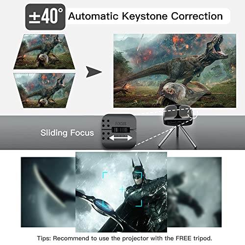 Mini Projector, ELEPHAS Portable LED Full Color Video Projector for Cartoon, TV Movie, Kids Gift, Party Game, Pico Movie Projector for Home Theater with HDMI USB TV AV Interfaces and Remote Control - Thumbnail 3