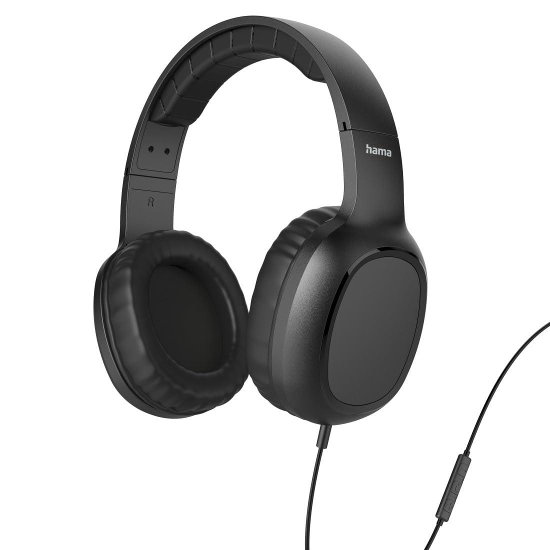 HAMA Fun C Kopfhörer — kabelgebunden, On-Ear, Mikrofon, einseitige Kabelführung, Schwarz