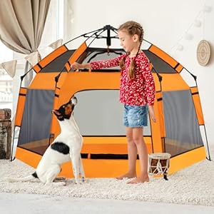 Baby pop up playpen with canopy pop up baby pop up tent with safety lock portable toddler play yard with travel bag 6 ground stakes 6 sand stakes  urban country home decor