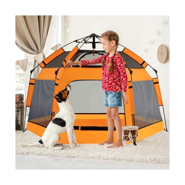 Baby pop up playpen with canopy pop up baby pop up tent with safety lock portable toddler play yard with travel bag 6 ground stakes 6 sand stakes  urban country home decor