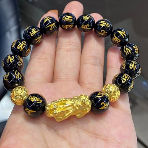 FengShui Bracelet for Men Women Wealth Good Luck Pixiu Bracelet Black Obsidian Buddha Bead Bracelet Elastic Buddha Dragon Mantra Bracelet Prosperity Protection Jewelry2