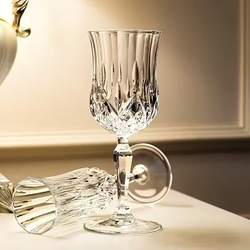 Image of PrimeWorld Crystal Clear Wine Glasses Set of 6 (200 ml) | Lead-Free Premium Red Wine Glassware | Elegant Stemmed Glasses for Home, Parties, Dining & Gifting