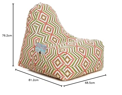 Image of Style Homez Hackey Cotton Canvas Ikat Printed Bean Bag XXL Size Filled with Beans Fillers