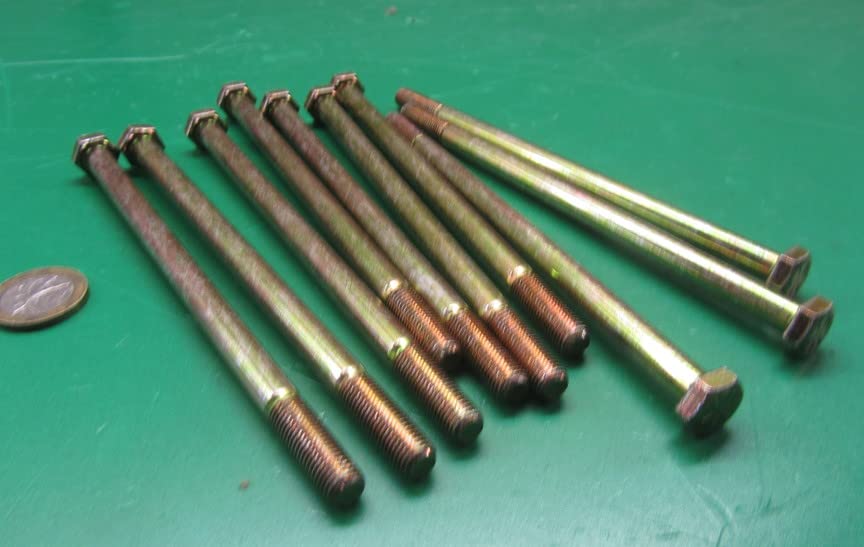 Grade 8 Zinc Yellow Steel Bolts RH PT 5/16"-24 x 6.00 Length 10 pcs