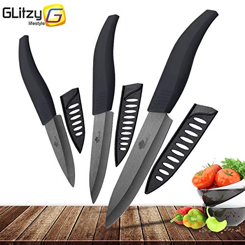 Best Quality Ceramic Knife Set 3 4 5 6 inch kitchen knives Set Zirconia White Blade Black Chef Utility Slicing Paring Fruit Vegetables Cutter