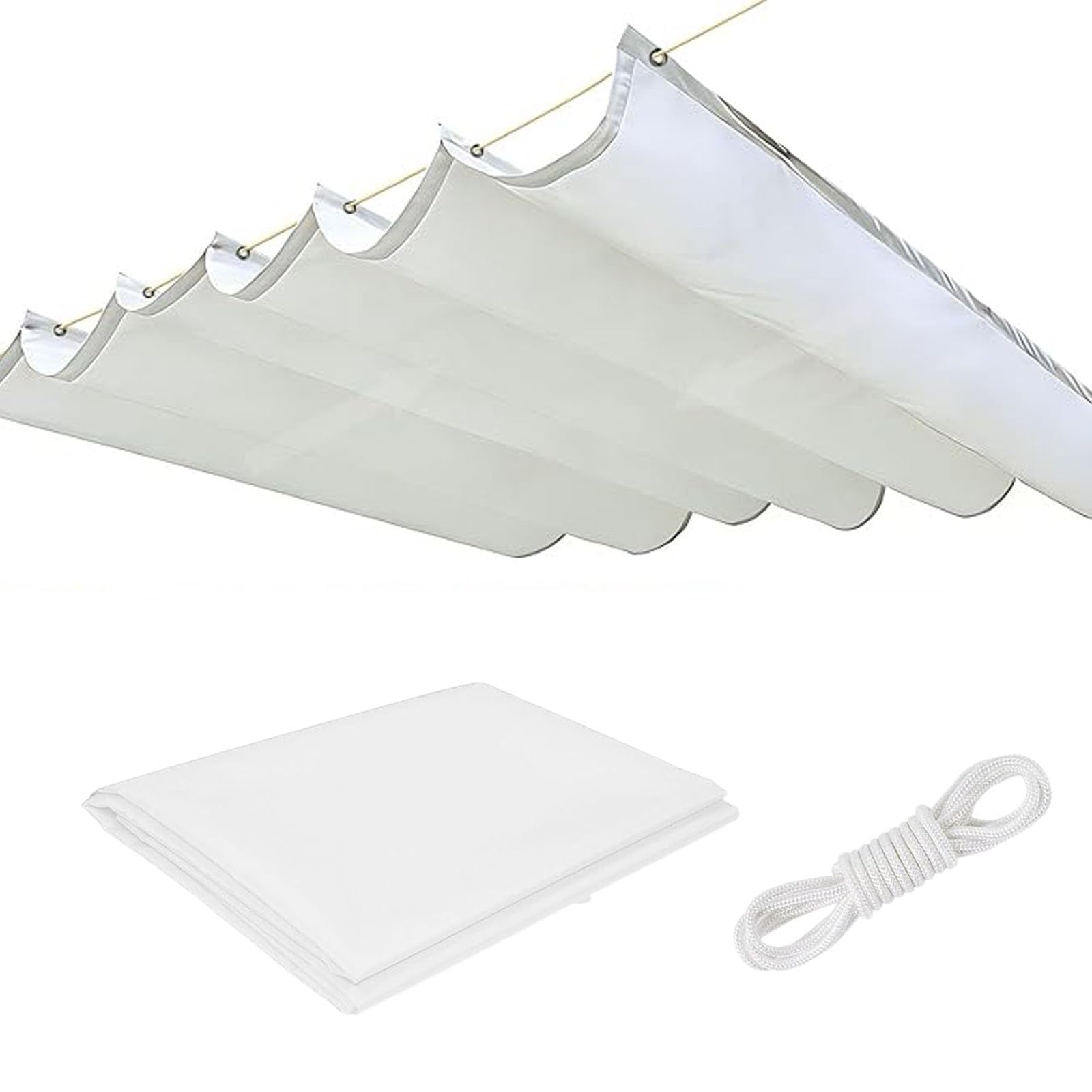 Voile d'ombrage vague rétractable 250x350 rectangulaire blanc, bâche jardin anti-UV