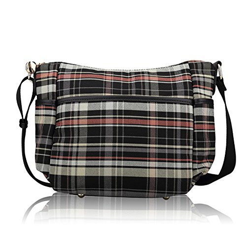 Sacoche mode toile diagonale et nylon souple pour un look moderne au quotidien