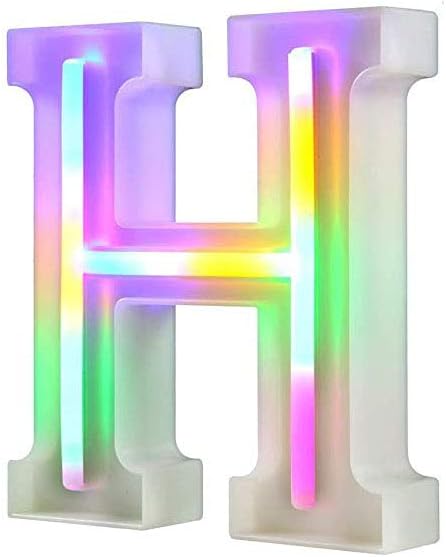 QiaoFei Light Up Marquee Letters Lights Letters Neon Signs,Wall Decor/Table Decor for Home Bar Christmas, Birthday Party, Valentinefs Day Words-Colorful Letters (H)