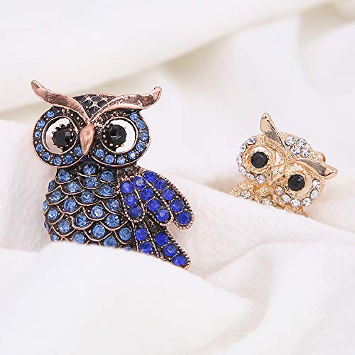 Set of 5 Pieces Cute Animal Theme Multicolor Crystal Owl Pin Brooches Rhinestones Decoration for Daily Dress Wedding Party3