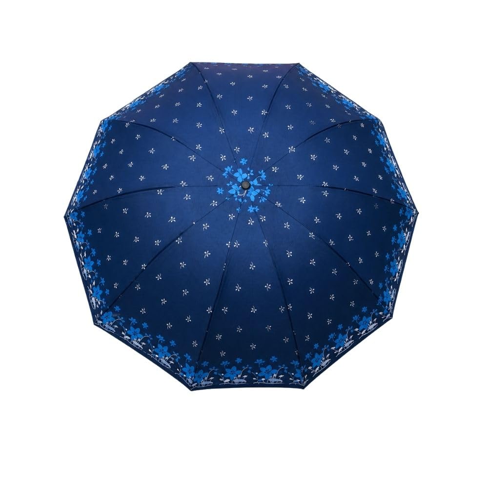 Automatic Travel Umbrella 24 Inch - Stylish Windproof For Rain & Compact, Strong for Wind, Travel-Friendly 3-Fold Design Printed Umbrella for Men & Women | Blue-picture-38