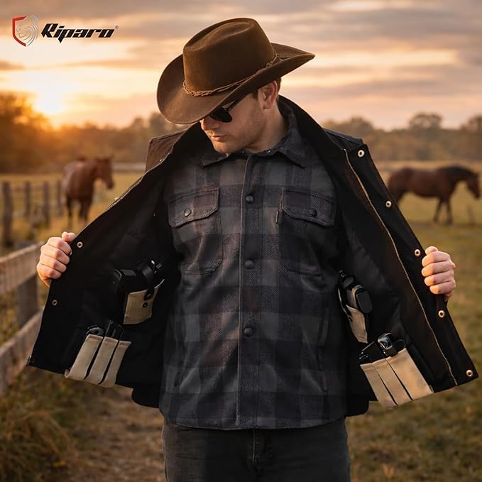 Riparo Men’s Insulated Canvas Vest – Tactical Utility Vest with Dual Internal Pockets, Durable Outdoor Work Vest - Image 2