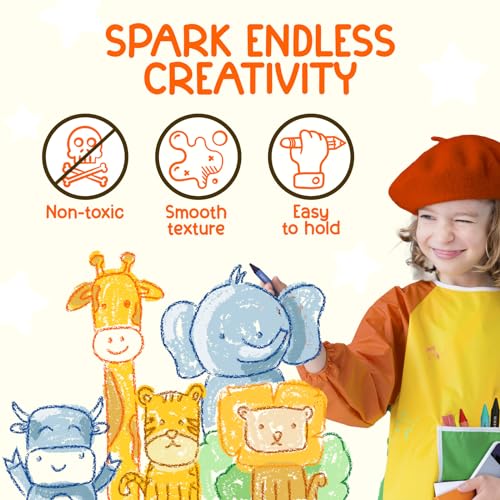 Tinygeeks TGCRYN18 18 Colors Jumbo Crayons + Non Toxic Crayons For Toddlers 1-3 thumb #2